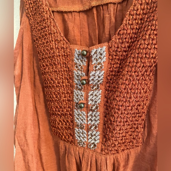Boho Knit Papaya Burnt Orange Tank Top - Picture 2 of 5